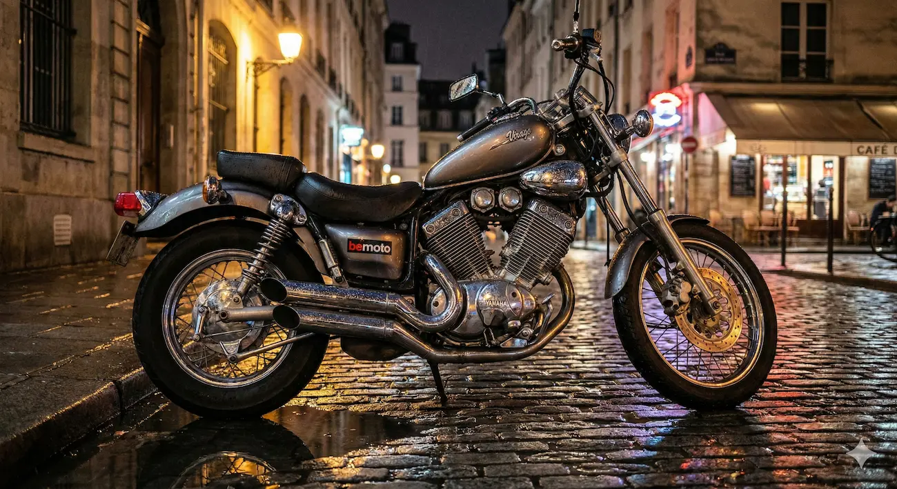 Yamaha Virago style metric cruiser motorcycle.