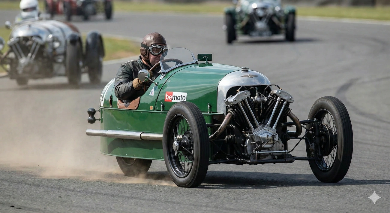 Vintage Morgan style three wheeler car.