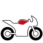 Single_Bike_Icon A red, white and black line art icon of a single motorbike with a red fuel tank.