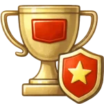 Trophy with shield star representing award winning customer service from BeMoto motorbike insurance specialists.